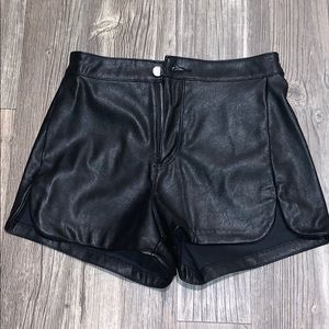H&M black leather shorts